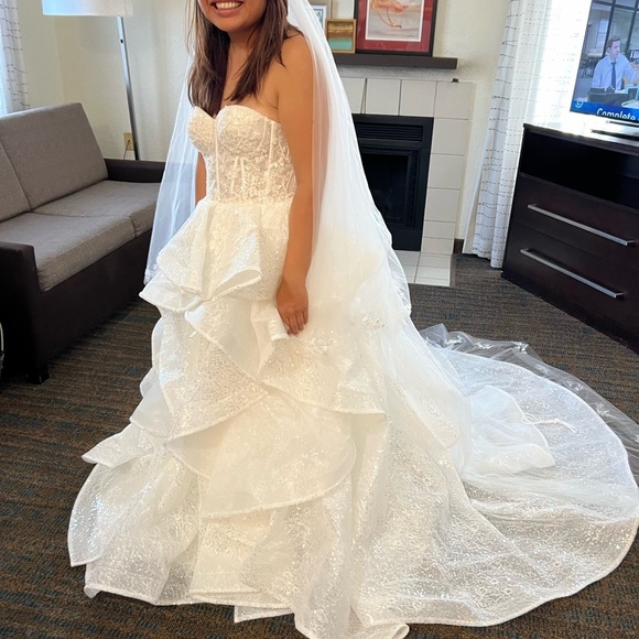 Sparkling Ivory Strapless Bridal Gown - Picture 2 of 4